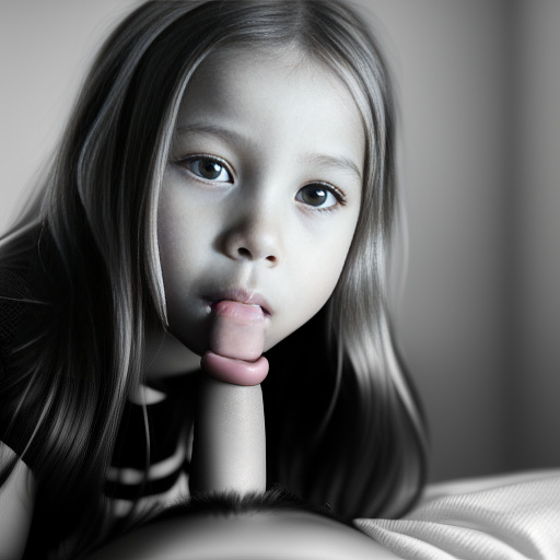 8 years old girl having oral intercourse  in bw photo style