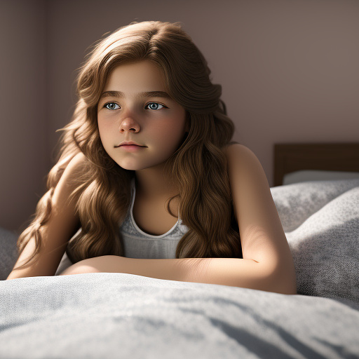 Ultra realistic a cute 14 year old german girl lies in her bed in her underwear and sleeps in custom style