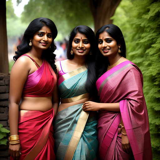 An indian woman in saree with her friends in custom style
