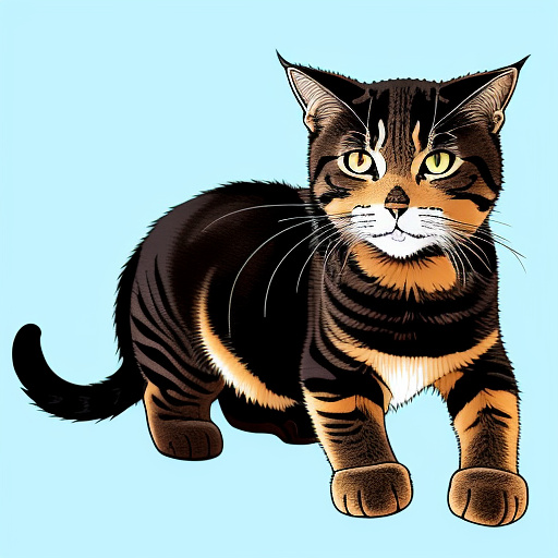 A cat eat a train toy in anime style