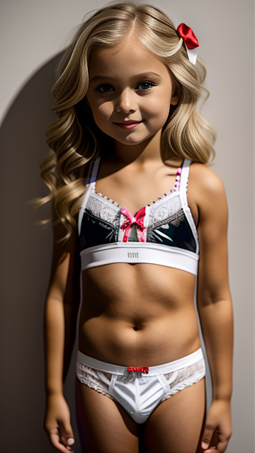 White blond 6 year old girl,  sexy underwear  in custom style