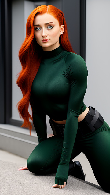 Sophie turner as shego kim possible in custom style