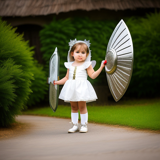 Little angel with shield fantazy in custom style