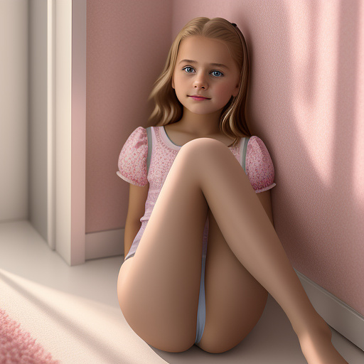 Ultra realistic in my room sits a sweet 10 year old german girl without panties, you can see her pussy in custom style