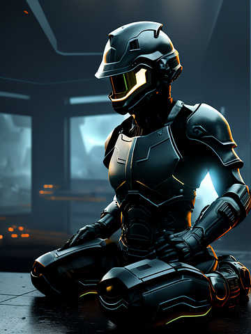 Marine in an armored body glove with a sealed helmet in the year 2047.





















 in angelcore style