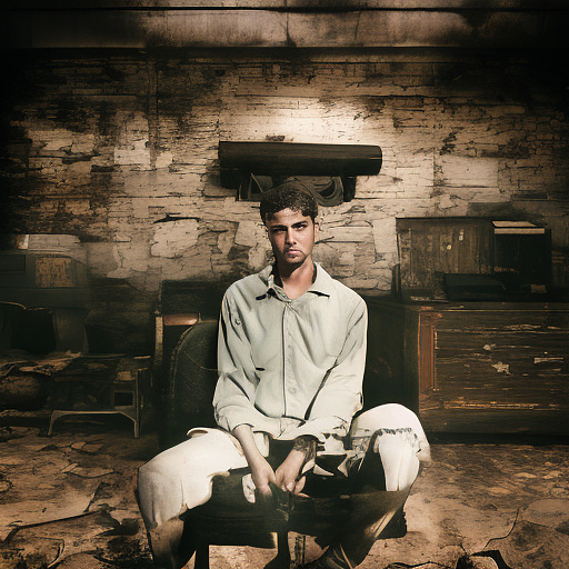 In a dark room, there is a telephone and a gun on the table. a man is sitting on a chair, and he is dead. in custom style