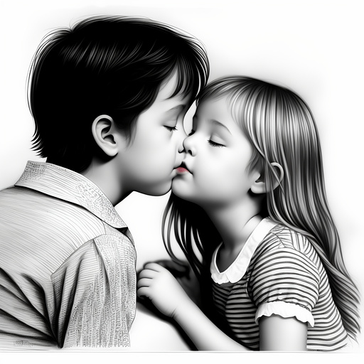 Little girl blonde davael kissing each other in pancil style