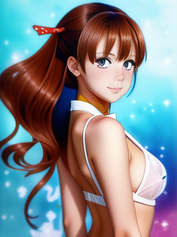 Hot anime girl, wearing revealing clothing in anime style