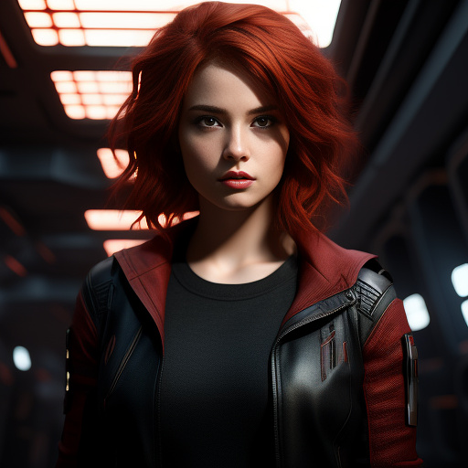 Girl with red hair in sci-fi style