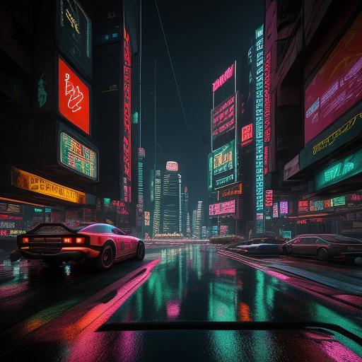 Sprawling cyberpunk cityscape, capturing a scene straight out of a futuristic dreamscape. below, the city pulses with neon lights and flickering holograms, casting an otherworldly glow against the darkness of the night sky.
 in cyberpunk style