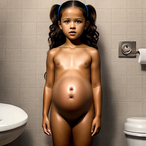 Realistic, detailed, 7-years-old, pregnant, jenna ortega, nude, toilet, pooping in custom style