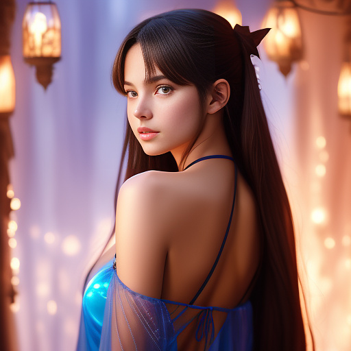 1 woman (lalisa manobal, age 25,sheer airy colorful dress) is a seductive witch, seduction magic cast at conan, high fantasy, exotic bedroom loads of candles and animal furs, looking back over her shoulder
 in anime style