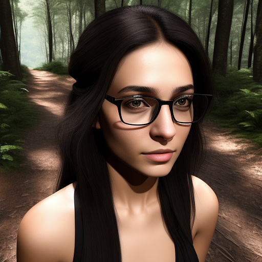 Ultra realistically a 22 year old girl with a black braid with glasses and brown eyes 1.70 large slim in the forest with a 40 year old man who penetrates his penis into her vagina a detailed third person point of view in custom style