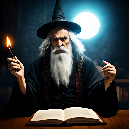 Evil wizard casting a spell  in custom style