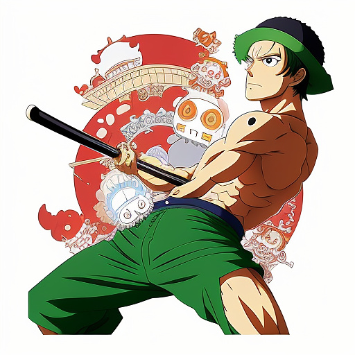 Zoro cumming inside of tony tony chopper in anime style
