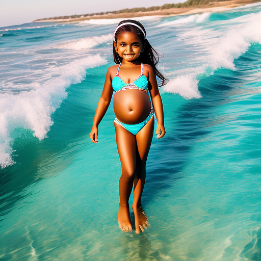 10 year old girl pregnant in a bikini  full body cute  in custom style