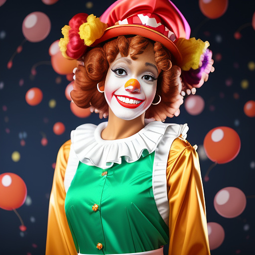 Whitney houston is dressed as a clown with clown make-up. in anime style