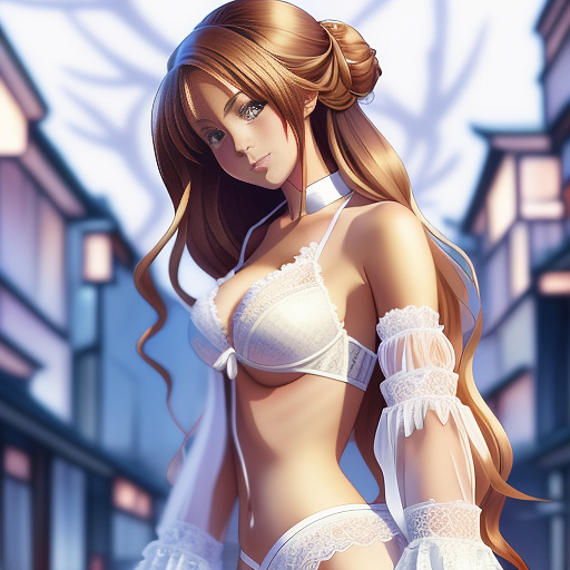 A sexy lady with sexy lace clothes, she must be white. in anime style