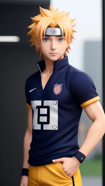 Anime male, teenager, naruto uzumaki, realism hair, perfect accurate face, blue eyes, detailed eyes, perfection body, proportional body, half body portrait, wearing a soccer jersey, on the soccer stadium, 8k, cinematic, cinematography, ultra high definition, high quality, high resolution, sharp focus, epic moment in anime style