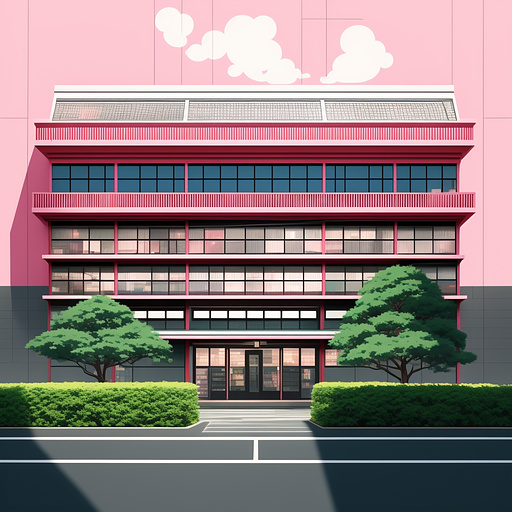 Electric stopcontact on the pink wall of a library in anime style