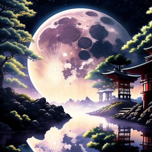 The moon falls on earth in anime style