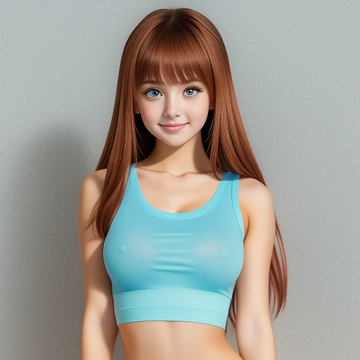 Girl in short t-shirt with tights showing her whole body in anime style