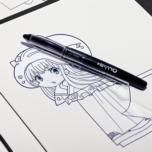 Pen with eraser in anime style