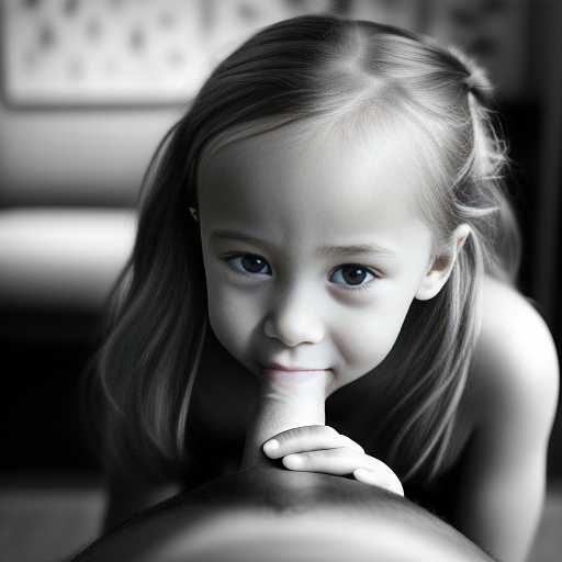 7 years old girl sucking old man's penis in bw photo style