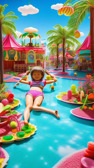 10 year old girl, bikini, spread legs in kids painted style