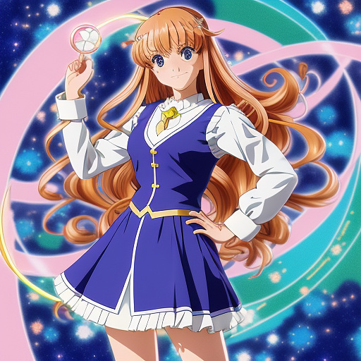 Portrait of an 90s magical girl with the power of microsoft clippy, with a grin
 in anime style
