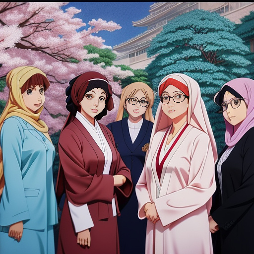 Iranian infectious disease experts with hijab and without white robes
that the boss is a middle-aged woman
 in anime style