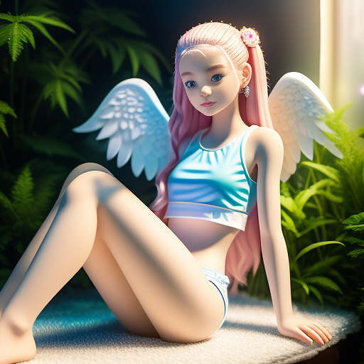Realistic, 13 year old girl, in diaper, white skinned, american, legs spread, small top,  in angelcore style