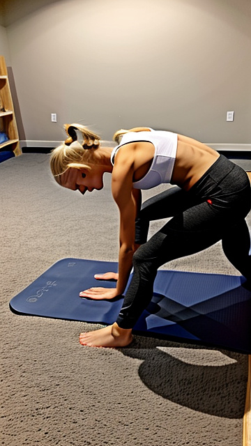  white 8 year blonde girl,  yoga plow pose in custom style