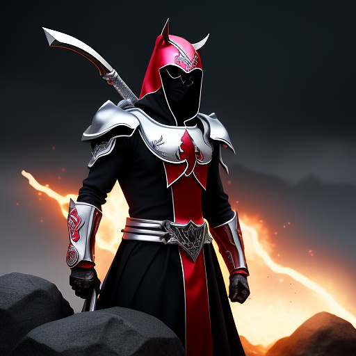 A surreal and unexpected scene, depicting the grim reaper, clad in a bright red and white power ranger suit, standing triumphantly atop a pile of skulls. his muscular arms are crossed over his chest, revealing the traditional grim reaper iconography of a scythe handle protruding from his left bicep. a jaunty black cap adorned with a silver death's head, the signature accessory of the grim reaper, sits jauntily atop his head. the power ranger symbol, a lightning bolt encircled by a ring, glows prominently on his chest.  in anime style
