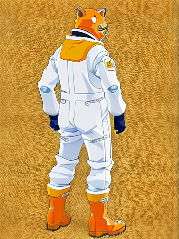 Orange tabby cat wearing a space suit.
 in anime style