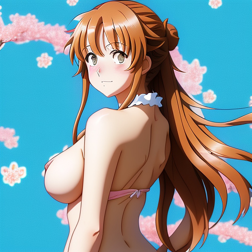 Anime girl with big breasts no bra in anime style