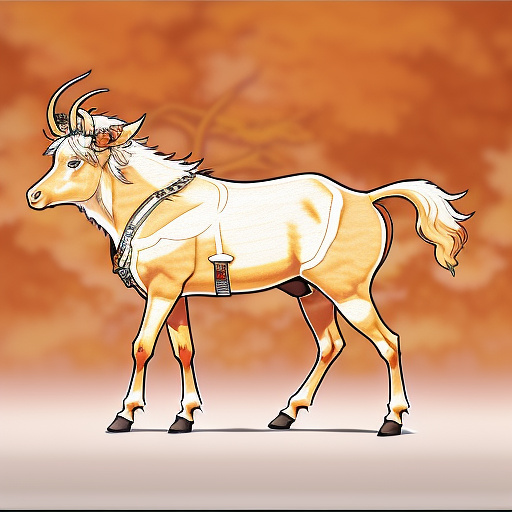 Nervous golden bull in anime style