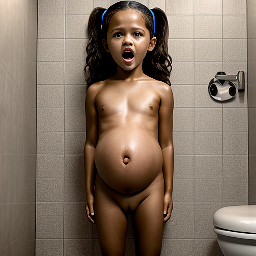 Realistic, detailed, 7-years-old, pregnant, jenna ortega, nude, toilet, screaming in pain in custom style