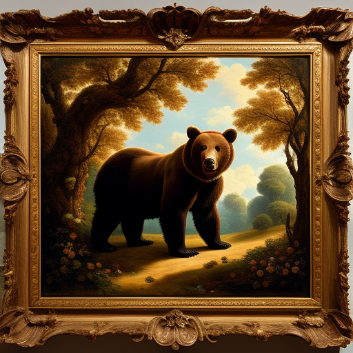 a wild bear that got stuck in a lot of cables

 in rococo style
