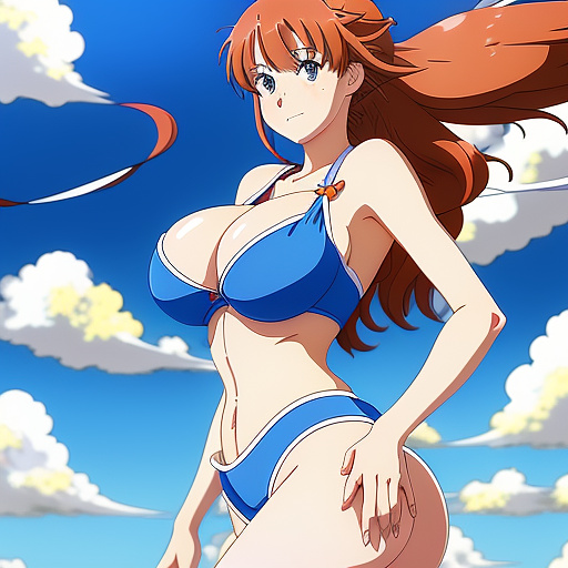 Katty has got a huge breast. in anime style