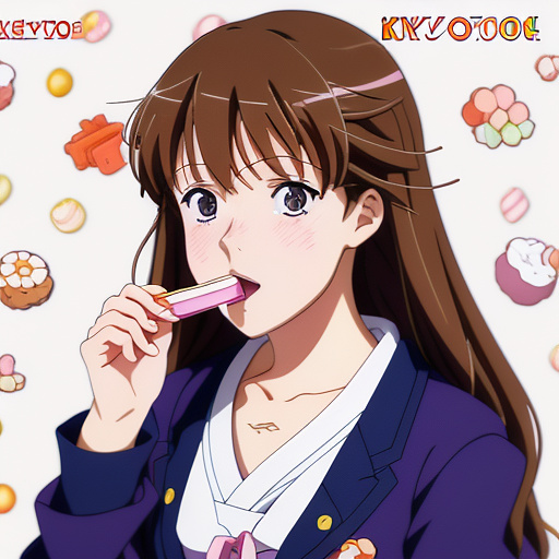 Teen eating candy in anime style