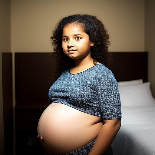 Pregnant 13-year-old woman of 40 weeks  in custom style