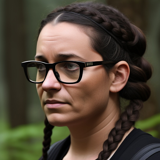 Ultra realistically a 40 -year -old man raped a 22 year old german girl with black braid with glasses and brown eyes 1.70 large in the forest in custom style