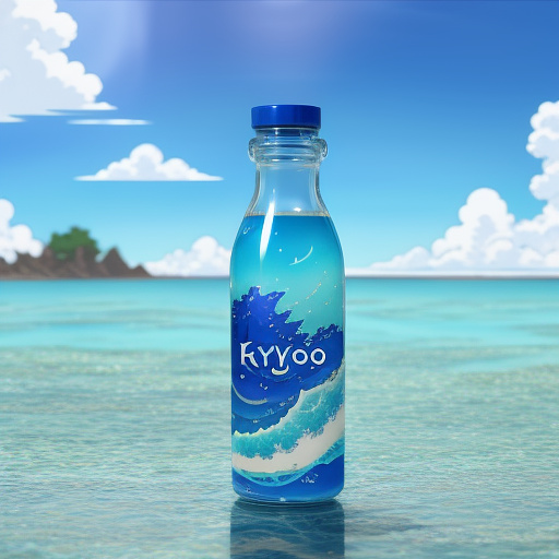 Combination of bottle and sea in anime style