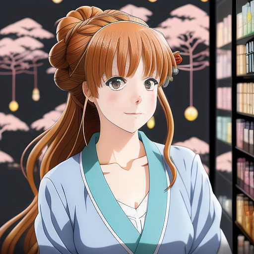 I need a image a women doing a makeup in anime style