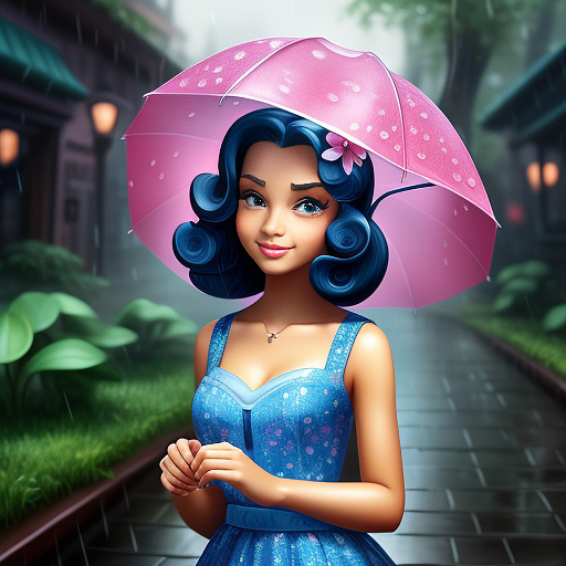 Flower under rain in disney painted style