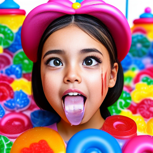 Girl ahegao facing the camera, drool dripping off their tongue in kids painted style