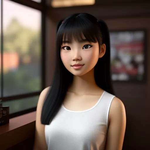 A 20-year-old asian girl who works as a carpenter  in disney 3d style
