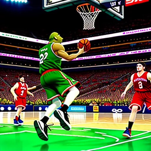 Shrek dunks on mario in basketball  in custom style