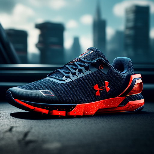 Shoes underarmour futurista de metal  e tecnologia avançada in sci-fi style